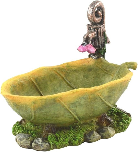 Treasure Gurus Leaf Shape Outdoor Fairy Garden Bath Soaking Tub Dollhouse Supply Landscape Decor