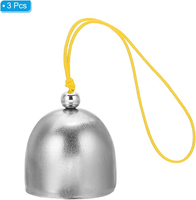 PATIKIL 3 Pcs Wind Chime, Hanging Bells Temple Bells Retro Outdoor Hanging Metal Chinese Wind Chime Round for Outside Garden Camping, Silver Yellow