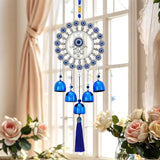 BWINKA Blue Evil Eye Hanging Decoration Ornament Metal Wind Chimes for Home Garden Gift Decoration (Eye-R-Y6)