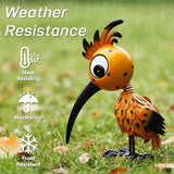 Metal Large Garden Statue,16.5" Orange Bird Statues and Sculptures for Outdoor Decor,Metal Yard Art Lawn Ornaments for Patio Backyard Decoration