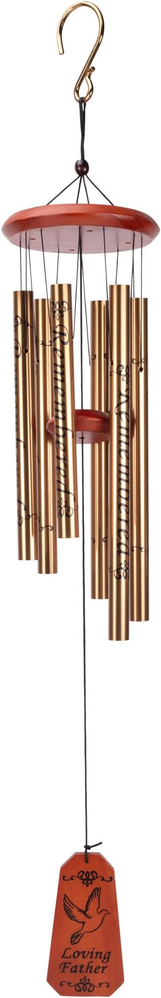 Napco Loving Father Caramel Brown Bereavement 35 x 5 Metal Outdoor Wind Chime Noisemaker