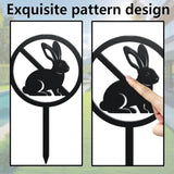 WADORN Rabbit Metal Decorative Garden Stakes, Funny Bunny Silhouette Warning Metal Garden Sign Animal Garden Ornament Gifts Black Yard Art Decoration for Outdoor Backyard Patio Lawn Walkways