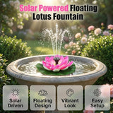 Bird Bath Fountains Solar Power for Outside, Small Solar Fountain for Bird Bath, Floating Lotus Solar Garden Fountain Pump Kit for Outdoors, Garden, Patio, Pond, Yard Decor (Purple, 6.1IN 2.5W)