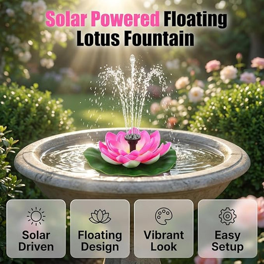 Bird Bath Fountains Solar Power for Outside, Small Solar Fountain for Bird Bath, Floating Lotus Solar Garden Fountain Pump Kit for Outdoors, Garden, Patio, Pond, Yard Decor (White, 6.1IN 2.5W)
