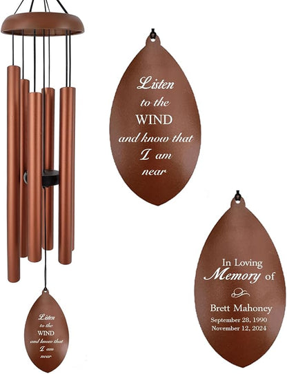 ASTARIN 36“ Personalized red Copper Memorial Wind Chimes for Outside, Metal Sympathy Gifts for Loss of Mother Father Loved One, Bereavement Wind Chime in Memory Gift