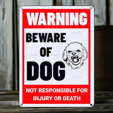 Beware of Dog Sign Bichon Frise Metal Sign Warning Beware of Dog Signs for Fence Outdoor Farm Garden Gate Home Yard Decor 12x16 Inch
