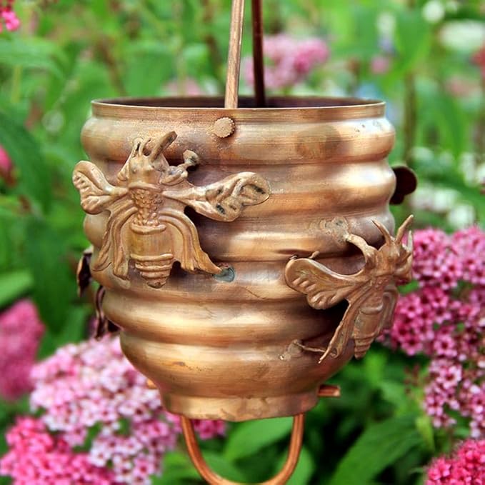Nutshell Stores Honeybee & Hive Copper Rain Chain - Copper - 11 Feet
