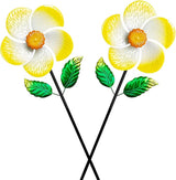 2 Pack Metal Wind Spinners for Garden Decor - Outdoor Windmill Sculptures, Durable Yard Art Wind Spinners Metal Wind Spinner for Patio Lawn Ornament, Vibrant Orange Garden Spinners