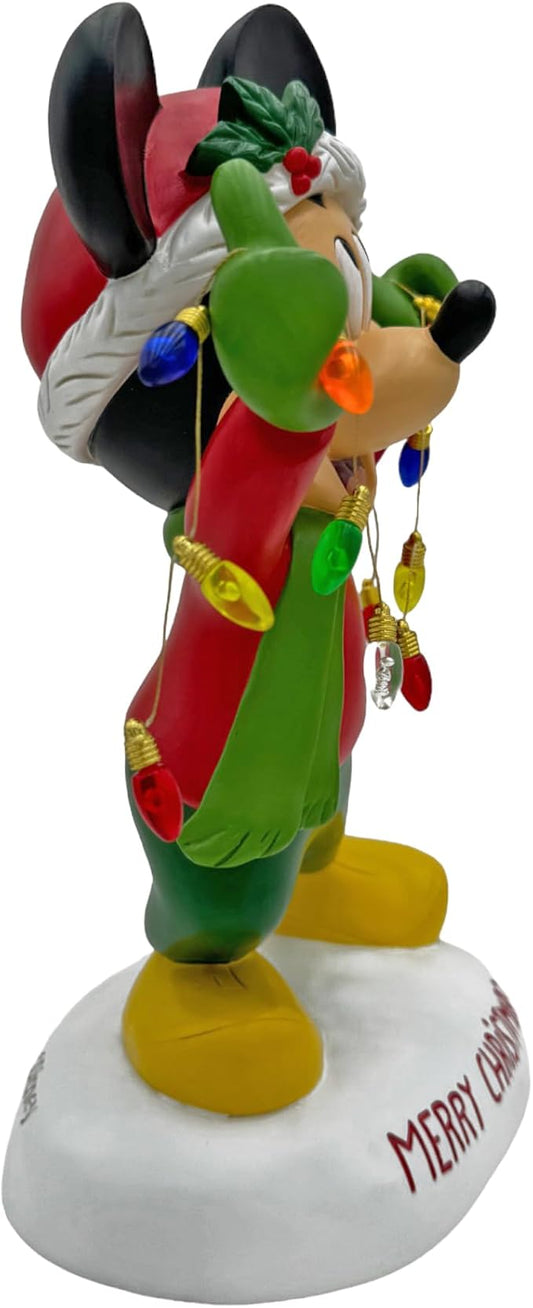 Disney Mickey with Lights Merry Christmas Garden Statue, 12 inches Tall, Officially Licensed Disney Product