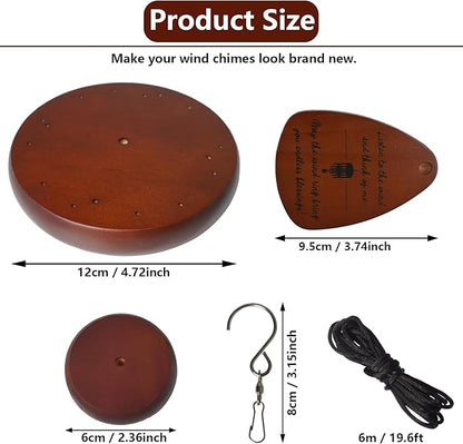 Wind Chime Repair Kit, 28 PCS Windchime Replacement Parts Including Round Top, Clapper, Wind Catcher, 19.6FT Nylon Cord, DIY Wind Chime Supplies (Brown)
