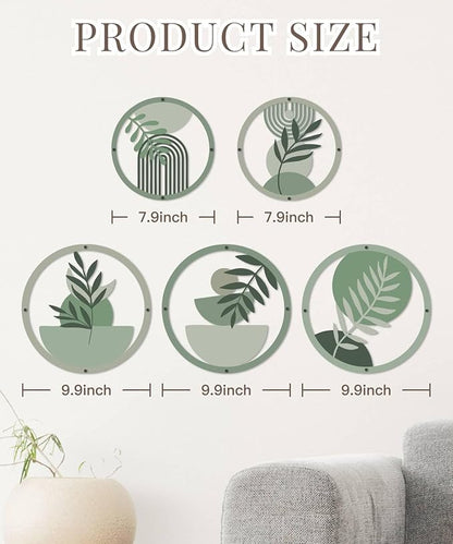 Putuo Decor 5 Pcs Boho Wall Art Set, Bohemian Minimalist Geometric Wall Hanging Decor, Nature-Inspired Farmhouse Nursery Decoration for for Apartment Living Room Bathroom Bedroom Above Bed