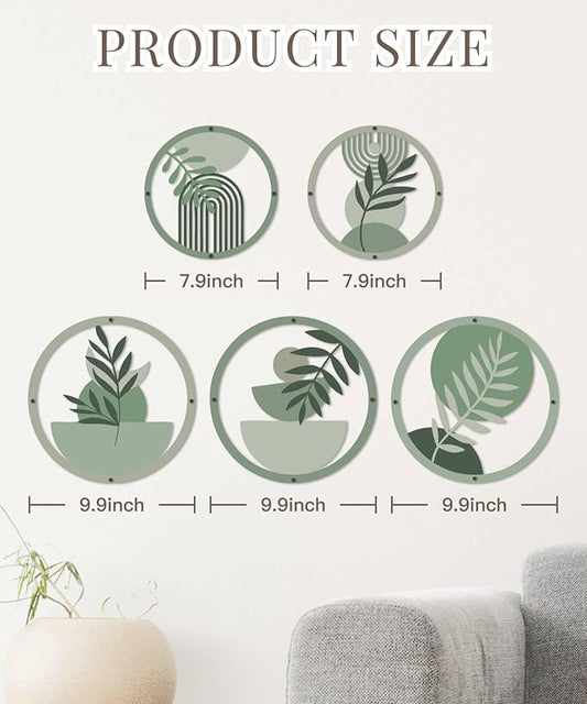 Putuo Decor 5 Pcs Boho Wall Art Set, Bohemian Minimalist Geometric Wall Hanging Decor, Nature-Inspired Farmhouse Nursery Decoration for for Apartment Living Room Bathroom Bedroom Above Bed