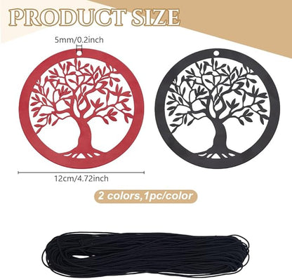 ORIGACH 2 Pcs Metal Replacement Wind Catcher, Wind Chime Parts Replacement with 16.4 FT Nylon Cord, Metal Wind Chime Replacement Sail for Sympathy Wind Chimes, Tree of Life, Black and Red
