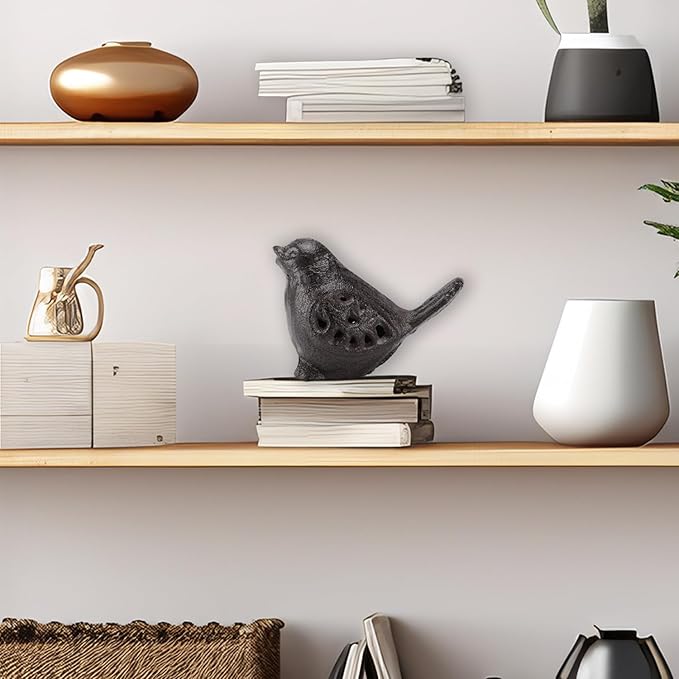 Cast Iron Bird Sculpture Outdoor Statue Hollow Carved Bird Tabletop Decor Figurines,Creative Animal Statues Indoor Outdoor Garden Home Decoration