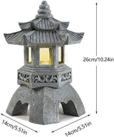 Zen Solar Pagoda Lantern Garden Statue, Indoor/Outdoor Zen Asian Decor for Landscape Balcony, Garden, Patio, Porch Yard Art Ornament