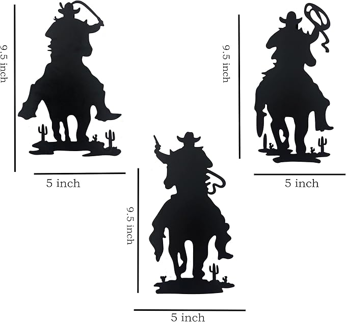 J-Fly Western Cowboy Wall Decor Vintage Cowboy Wall Art Valentine Home Decor Rustic Door Decorations Hanging Outdoor Indoor Bedroom Living Room Bathroom Black