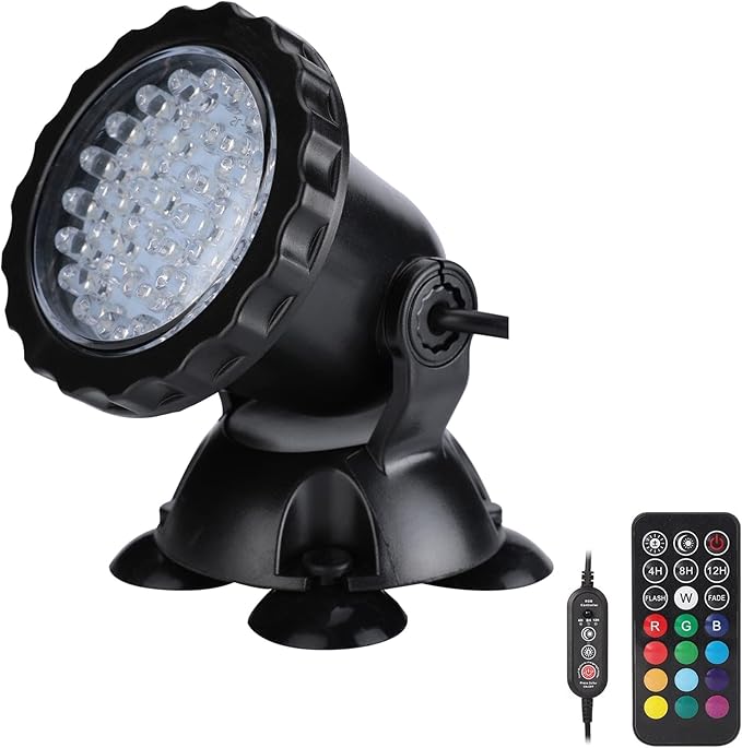 Pond Lights Underwater Fountain Lights with Timer Control Colors Changing Submersible Spotlight