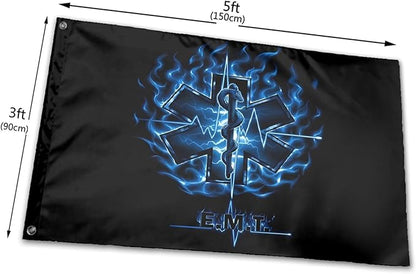EMS Emergency Medical Service EMT Paramedic Ambulance Flag 3 X 5 Ft Polyester with Brass Grommets For Lawn Patio Yard Garden Home Outdoor Decor Fade Resistant Banner