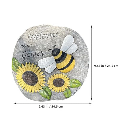 Milisten Outdoor Decorative Stepping Stone Bee and Sunflower Design for Garden Pathway Durable Resin Craft for Lawn and Patio Embellishment Charming Garden Accessory