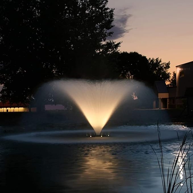 Kasco VFX Series Aerating Pond Fountain - 1/2 Horse Power 120V Single Phase with 50 ft Electric Power Cord | RGB Lighting | Efficient Pond Aeration Systems