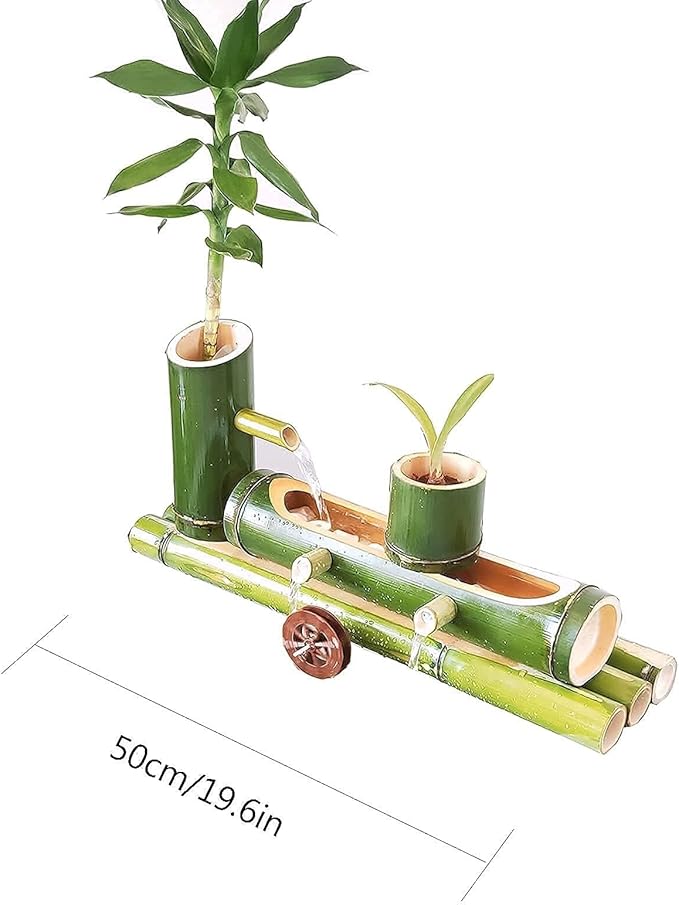 Bamboo Water Fountain for Garden & Bird Bath, Multi-Purpose Fountain with Pump, Health Benefits, Indoor/Outdoor Decoration(50cm/19.6in)