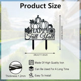 WADORN Fall Pumpkin Metal Decorative Garden Stakes, Funny Happy Fall Y'all Metal Outdoor Statues Funny Maple Leaves Black Silhouette Ornament Gifts for Thanksgiving Party Autumn Harvest Lawn Walkway