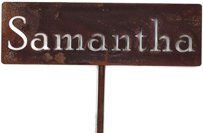 Classic Metal Garden Markers Clearance Items 20 to 33 Inches Tall (Samantha 20", Naturally Rusted)