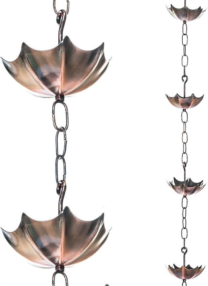Topadorn 6 FT Metal Rain Chain with 8 Cups, Functional and Decorative Replacement for Gutter Downspouts, Umbrella & Bell Rain Chain for Home, Garden, and Outdoor Use