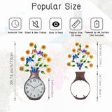 Large Outdoor Clock with Thermometer & Humidity - Silent Non-Ticking Sun Outdoor Wall Clock for Patio, Garden, Kitchen, Living Room(Silver)