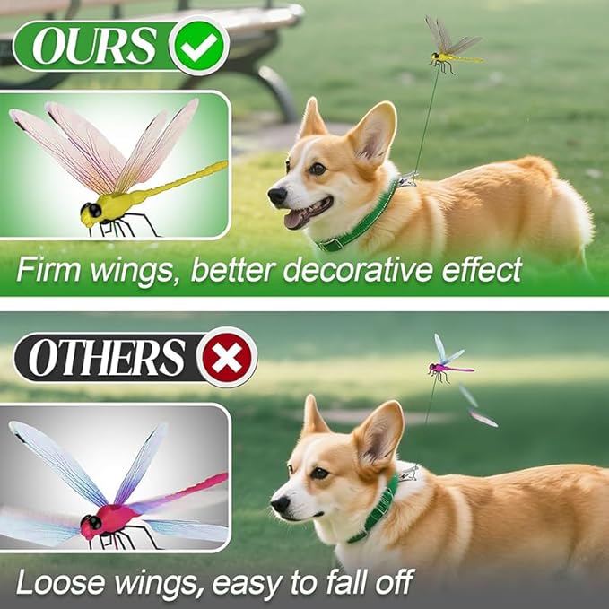 8 Pack Dragonfly Clip, 3D Realistic Fake Dragonflies, Dragonfly Clips for Outdoor Decor, Lifelike Insect Clips for Hats, Garden, Plants & Patio, Waterproof Hanging Ornaments with Wind-Activated Wings