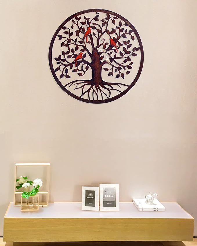 CHINDEUISYUT 18 Inches Tree of Life Wall Art Metal, Large Metal Tree of Life Wall Decor Wall Hanging for Living Room Bedroom Garden Porch Patio Office Home Decor, 18in x 18in x 0.88 in