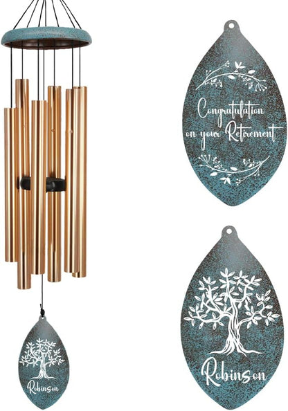 ASTARIN Personalized Happy Retirement Gift, Custom Name Retirement Wind Chimes for Women Men, 35" Large Deep Tone Wind Chime Retire Gifts for Co-Workers Boss Friends Parents(Produced in USA)