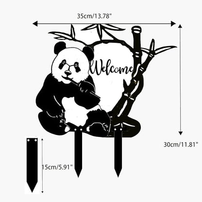 Panda Garden Decor for Outside Silhouette Statues Garden Stakes Outdoor Metal Animal Decorations Yard Art for Patio Lawn Ornaments Birthday Gift for Women Mom Men 13.78 * 11.81 inch / 35 * 30cm