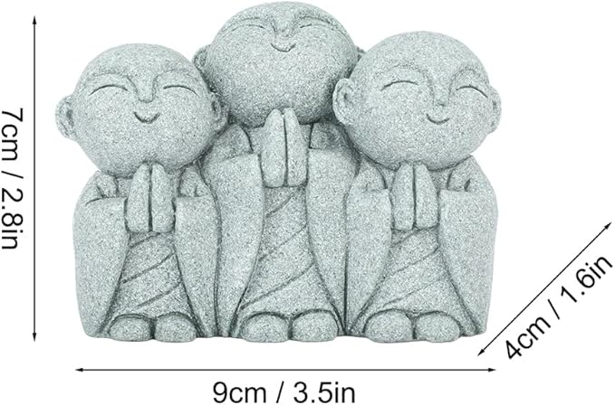 Buddha Statue Green Sandstone Zen Decor Feng Shui Decor for Home Fish Tank Aquarium Garden (Style 2)