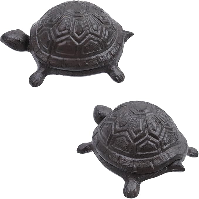 4.41" Cast Iron Turtle Key Hider Spare Key Holder Garden Decoration Turtle Jewelry Trinkets Box,Iron-color