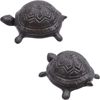 4.41" Cast Iron Turtle Key Hider Spare Key Holder Garden Decoration Turtle Jewelry Trinkets Box,Iron-color