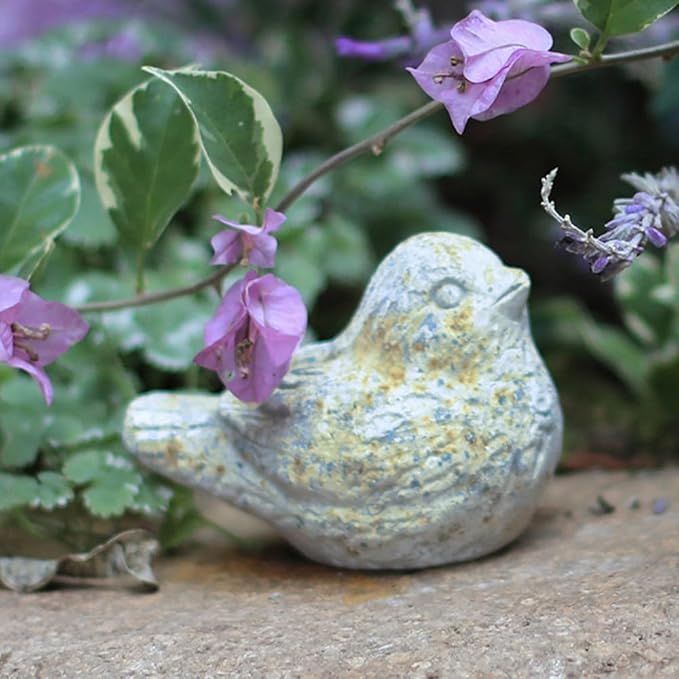 BIG FORTUNE Outdoor Bird Statues Bird Decor Figurines for Home Cement Bird Sculpture for Patio Yard Lawn Ornament, Indoor Outdoor Stone Bird Decorations Statue 1pc