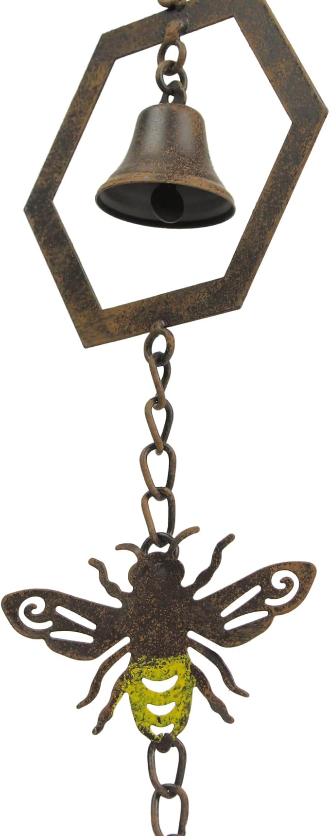 Things2Die4 72 Inch Brown Metal Honey Bee Wind Chime Rain Chains Hanging Outdoor Decor One Size