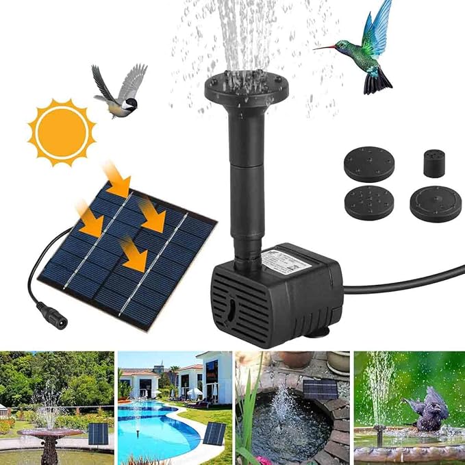 Solar Fountain with Panel Water Pump for Bird Bath Solar Panel Kit Outdoor Fountain for Outdoor Small Pond, Patio Garden and Fish Tank