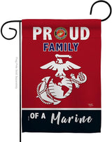 Proud Family Marines Garden Flag - Armed Forces Marine Corps USMC Semper Fi United State American Military Veteran Retire Official - House Banner Small Yard Gift Double-Sided Made in USA 13 X 18.5
