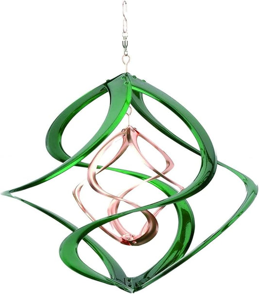 Red Carpet Studios The Original Cosmix Deluxe Helix Wind Spinner, Medium 14-Inch, Double Green &Copper