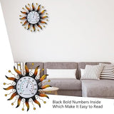 VEWOGARDEN 13.5 Inch Metal Sun Outdoor Thermometer Waterproof Decorative Wall Indoor Outdoor Thermometer for Patio, Garden & Home Decor