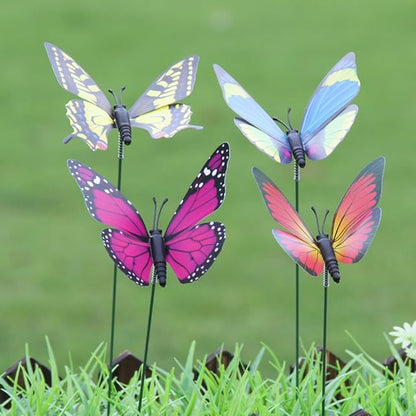 NUOBESTY 12pcs Fake Butterfly Stakes 3D Butterflies Stake for Garden Lawn Patio Yard Pathway Indoor Outdoor Ornaments (Random Color)