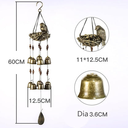 Bwinka QUTE Birds Wind Chime 12 Pieces Bronze Bells Wind Chimes for Garden, Yard, Patio and Home Decor with Hook