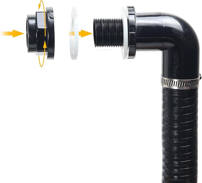 Pond Tubing ID 1” × 10ft Black Corrugated Flexible Reinforced Waterfall Pond Tube Sump Pump Hose, with 2 Stainless Steel Hose Clamps, for Garden Ponds, Waterfalls, Filter