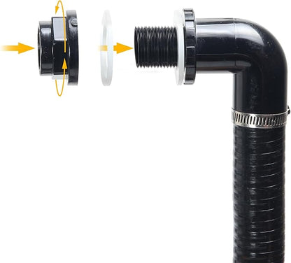 Pond Tubing ID 1” × 10ft Black Corrugated Flexible Reinforced Waterfall Pond Tube Sump Pump Hose, with 2 Stainless Steel Hose Clamps, for Garden Ponds, Waterfalls, Filter