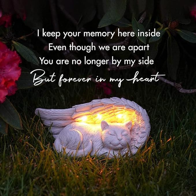 iHeartCats Forever My Guardian Angel Cat Memorial Garden Solar Light Gift