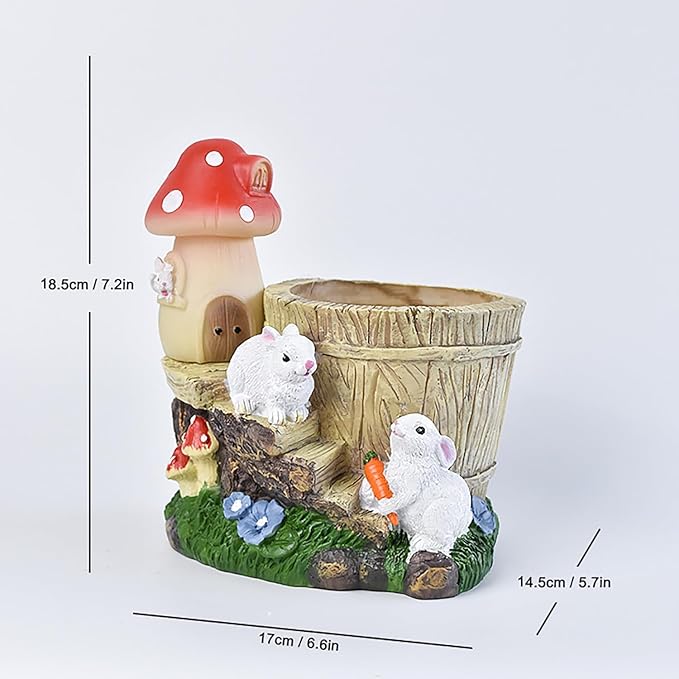 Garden Statue Decor, Flower Pots Planters Pots for Succulent, Outdoor Garden Sculpture for Patio Balcony Yard Lawn Decor, Outdoor Statues for Balcony Gifts (Rabbit)