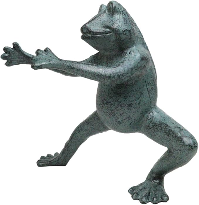 Ebros Gift Verdi Green Aluminum Metal Whimsical Tai Chi Kung Fu Frog Garden Statue Zen Feng Shui Martial Arts Frogs Home Garden Patio Pool Decorative Sculpture (Horse Stance)