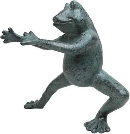 Ebros Gift Verdi Green Aluminum Metal Whimsical Tai Chi Kung Fu Frog Garden Statue Zen Feng Shui Martial Arts Frogs Home Garden Patio Pool Decorative Sculpture (Horse Stance)
